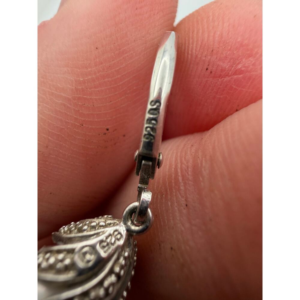 teardrop pearl drop earrings sterling silver 925 small diamonds - Picture 3 of 4